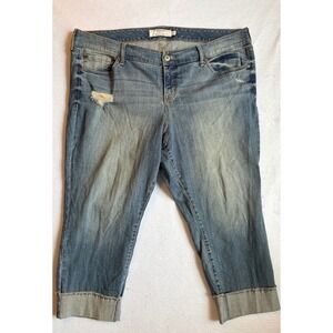 Torrid Denim Cropped Jeans Distressed Cuffed Capri Blue Size 20